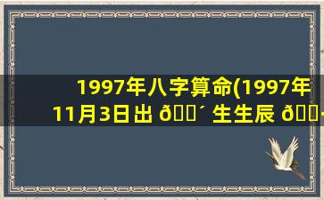 1997年八字算命(1997年11月3日出 🌴 生生辰 🌷 八字)